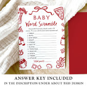 Invitation Main rouge Tirée Italien Baby Mot Jeu Scramble