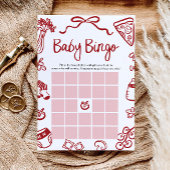 Invitation Main rouge Tirée Italien Bingo Baby shower Jeu