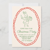 Invitation Main rustique tiré vert rouge Noël Fête de lapin d (Devant)