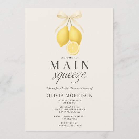 Invitation Main Squeeze Bow QR Code Bridal Shower (Devant)