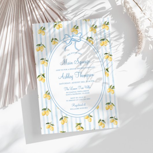 Invitation Main Squeeze Citron Bleu Bow Italien Fête des mari