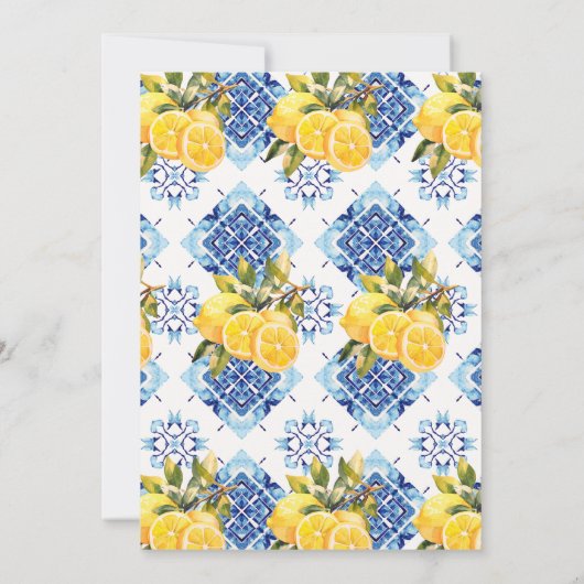 Invitation Main Squeeze Citron Carreaux Bleus Fête des mariée (Dos)