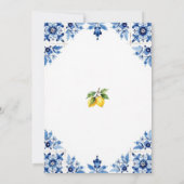 Invitation Main Squeeze Citron Carreaux Bleus Roses Réception (Dos)