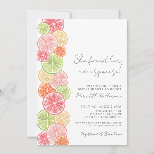Invitation Main Squeeze Citrus Bridal Shower (Devant)
