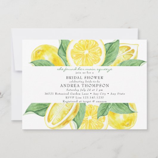 Invitation Main Squeeze | Citrus | Fête de Mariage Jaune Citr (Devant)