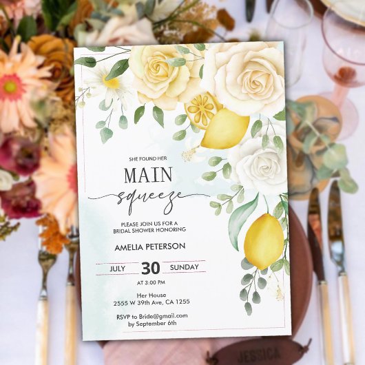 Invitation Main Squeeze Citrus Lemon Douche nuptiale
