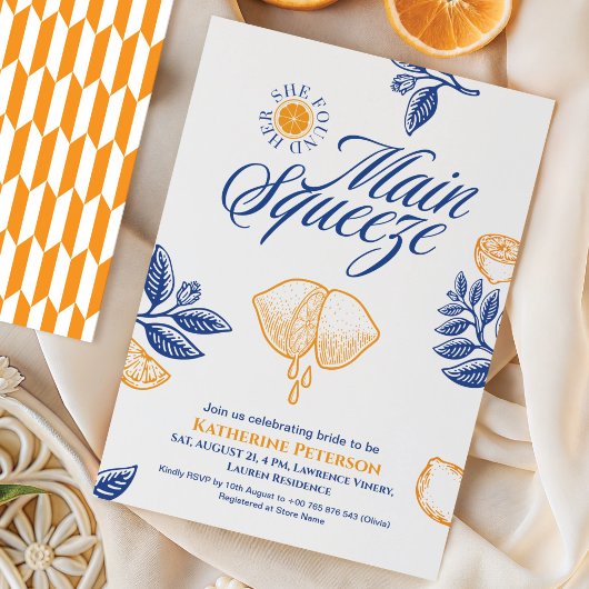 Invitation Main Squeeze Citrus Réception de Mariage Citron Lu