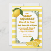 Invitation Main Squeeze is One, Lemon 1st Birthday (Devant)