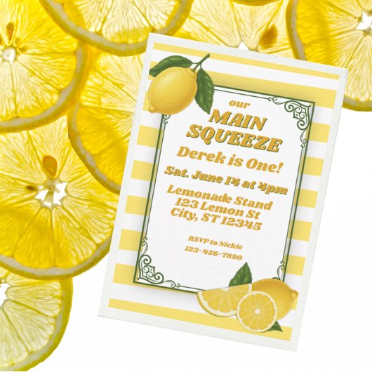 Invitation Main Squeeze is One, Lemon 1st Birthday