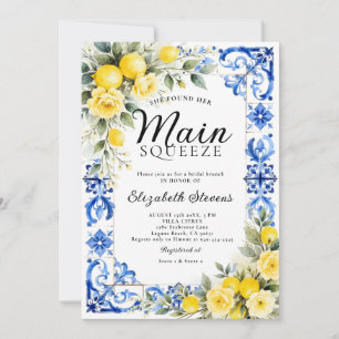 Invitation Main Squeeze Lemon Blue Floral 2 Baby Shower Maria