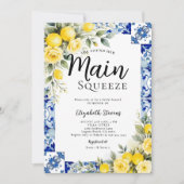 Invitation Main Squeeze Lemon Blue Tile Floral Bridal Shower (Devant)