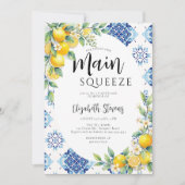 Invitation Main Squeeze Lemon Blue Tiles Summer Bridal Shower (Devant)