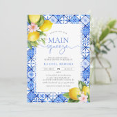 Invitation Main Squeeze Lemon Italien Carrelage bleu Fête des (Debout devant)