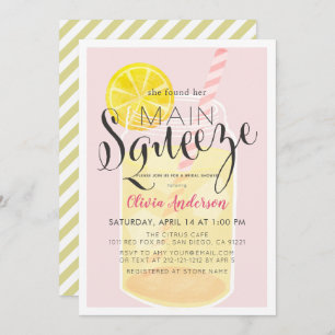 Invitation Main Squeeze Lemonade Mason Jar Fête des mariées r