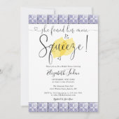 Invitation Main Squeeze Lemons Tiles Monogram Fête des mariée (Devant)