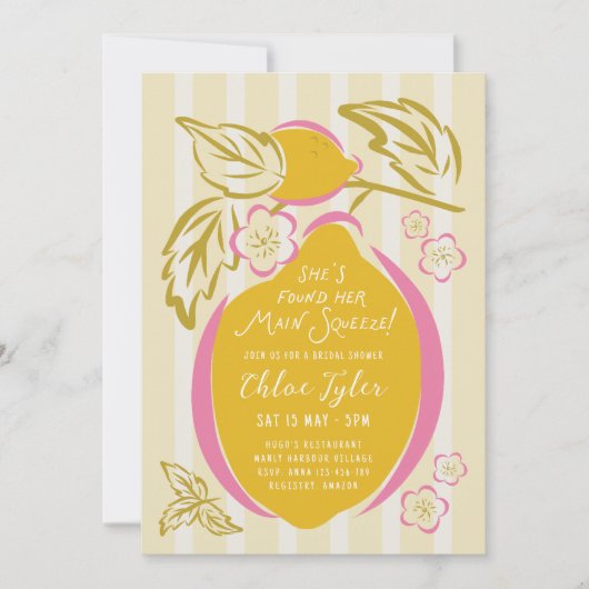 Invitation Main Squeeze Mariage Lemon Dessiné à la Main (Devant)