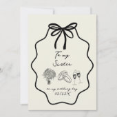 Invitation Main Tiré Bow À Ma Soeur Sur Mon Mariage (Devant)