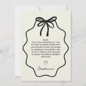 Invitation Main Tiré Bow À Ma Soeur Sur Mon Mariage (Dos)