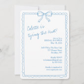 Invitation Main tiré Bow Chic Quelque chose Fête des mariées  (Devant)