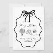 Invitation Main Tiré Bow Floral À Ma Mère Sur Mon Mariage (Devant)