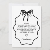 Invitation Main Tiré Bow Floral À Ma Mère Sur Mon Mariage (Dos)