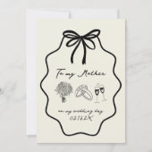 Invitation Main Tiré Bow Floral À Ma Mère Sur Mon Mariage (Devant)