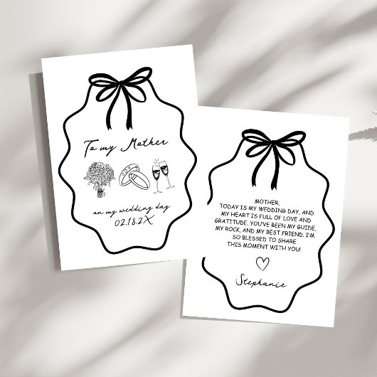 Invitation Main Tiré Bow Floral À Ma Mère Sur Mon Mariage