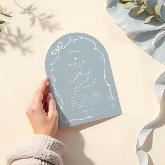 Invitation Main tiré Chic Bow Ribbon Maid of Honor Propositio
