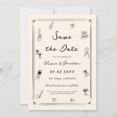 Invitation Main tiré Doodle Vieux argent Mariage Enregistrer (Devant)