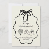 Invitation Main Tiré En Bow À Ma Serveuse De Mariage Le Jour (Devant)