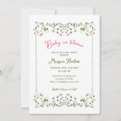 Invitation Main Tiré Floral Baby Dans Fleur Baby shower Fille (Devant)
