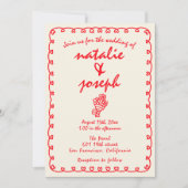 Invitation Main tiré Retro Funky QR Code Quirky Mariage (Devant)