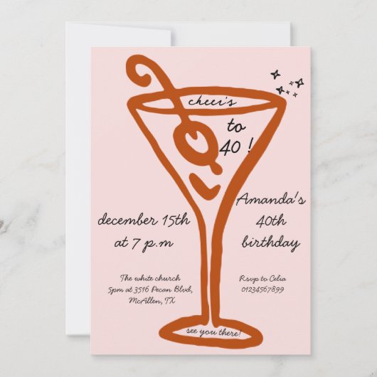 Invitation Main tirée 40e anniversaire (Devant)