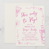 Invitation Main Tirée À La Main En Whimsical Prêt À Pop Baby (Devant / Derrière)