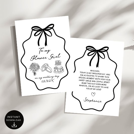 Invitation Main Tirée Bow À Ma Fille Fleur Sur Mon Mariage