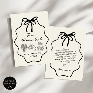 Invitation Main Tirée Bow À Ma Fille Fleur Sur Mon Mariage