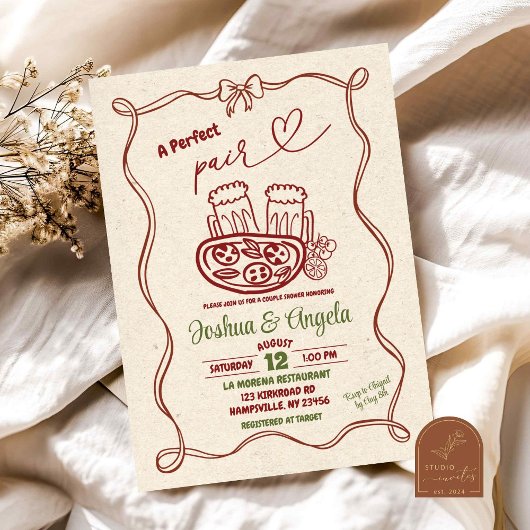 Invitation Main Tirée Bow Parfait Paire Couple Fête des marié