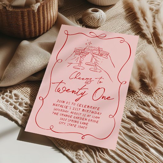 Invitation Main Tirée Bow Rose Salue À Vingt Et Un Anniversai