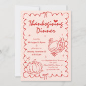 Invitation Main Tirée Citrouille bizarre Turquie Thanksgiving (Devant)