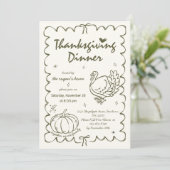 Invitation Main Tirée Citrouille bizarre Turquie Thanksgiving (Debout devant)