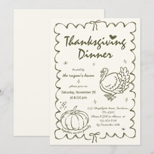Invitation Main Tirée Citrouille bizarre Turquie Thanksgiving