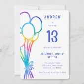 Invitation Main tirée Décontractée Anniversaire Arc-en-ciel E (Devant)