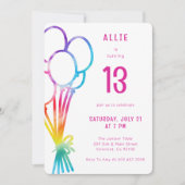 Invitation Main tirée Décontractée Anniversaire Arc-en-ciel E (Devant)