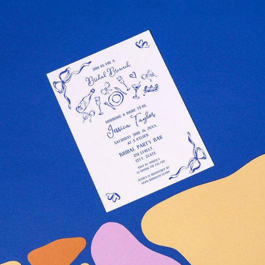 Invitation Main tirée Français Bleu Bridal Brunch Français Bo