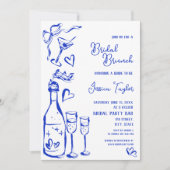 Invitation Main tirée Français Bleu Bridal Brunch Français Bo (Devant)