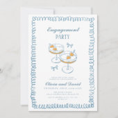 Invitation Main Tirée French Blue Whimsical Engagement Party (Devant)