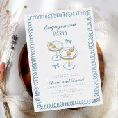 Invitation Main Tirée French Blue Whimsical Engagement Party