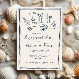 Invitation Main tirée Funky Nautical Beach Engagement Party