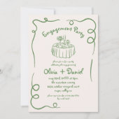 Invitation Main Tirée Green Whimsical Engagement Party (Devant)