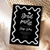 Invitation Main Tirée Lilly Line Black Graduation Party